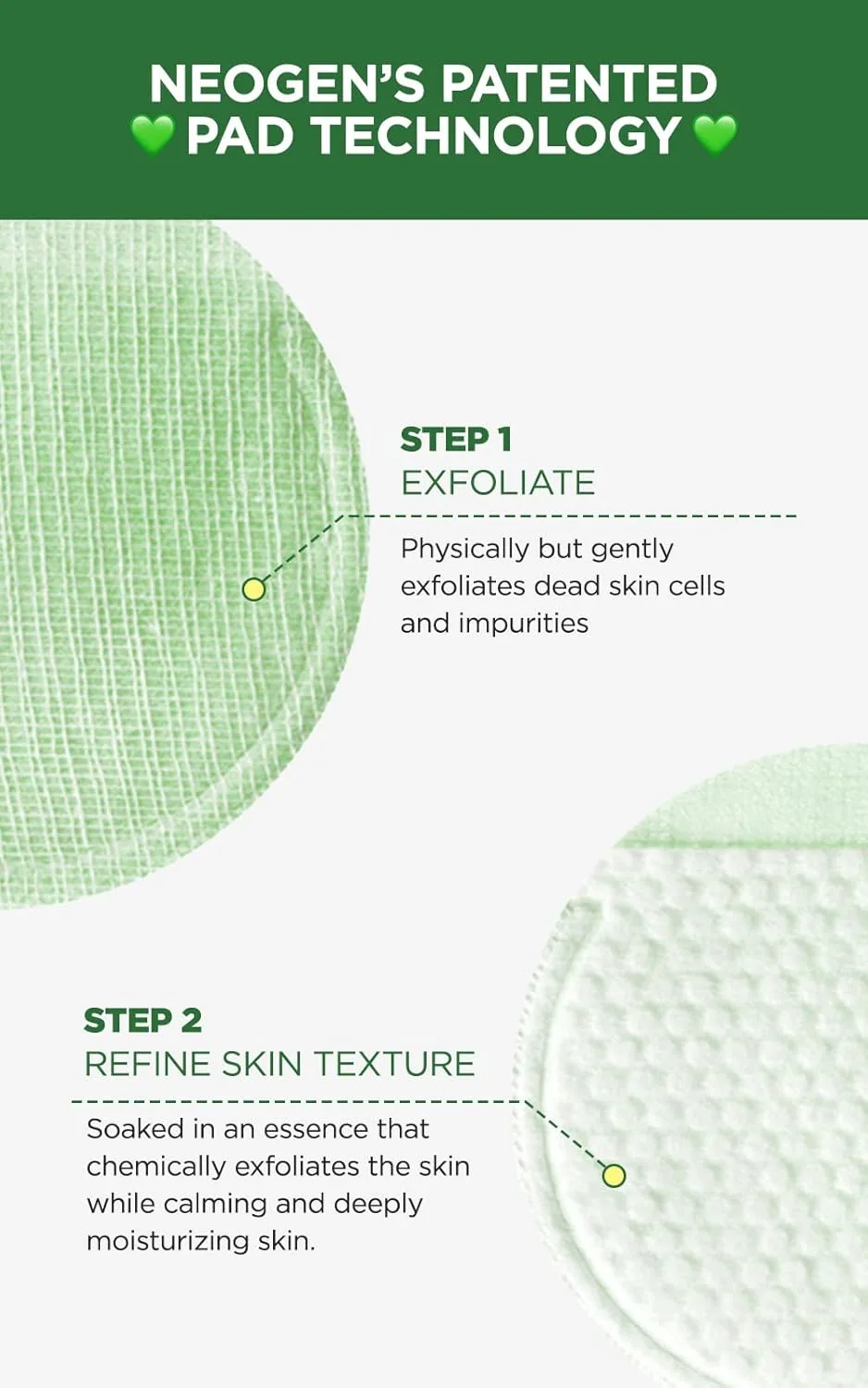 Пилинг-подушечки DERMALOGY by NEOGENLAB Bio-Peel Gauze с зеленым чаем, 30 подушечек и микросывороткой Real Ferment., Green — фото 3