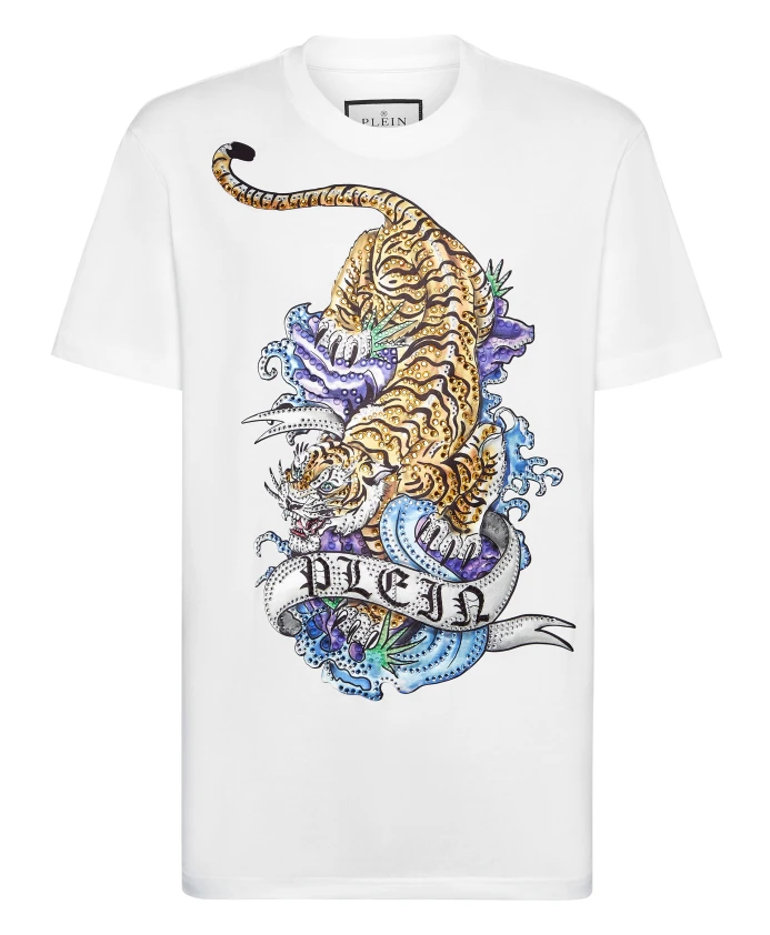 

Футболка, круглый вырез, татуировка Philipp Plein, белый