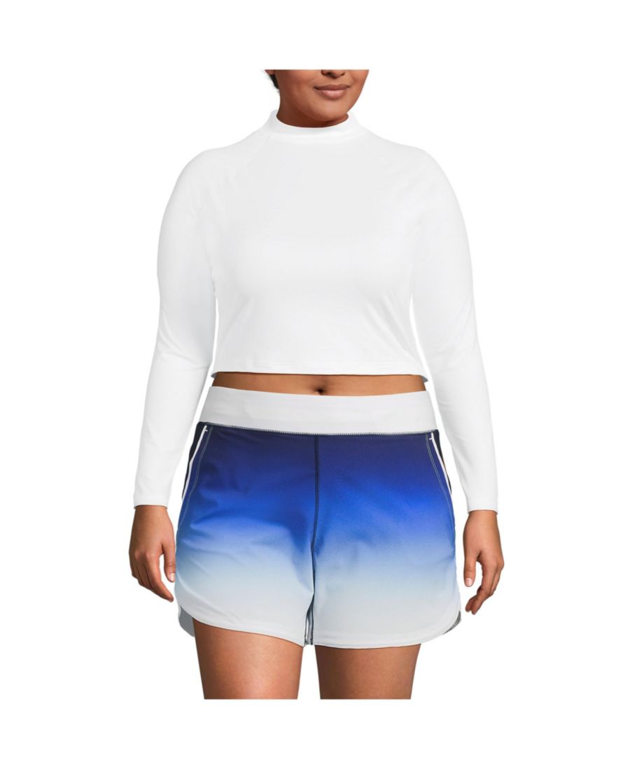 

Укороченная футболка с длинным рукавом и защитой от солнца UPF 50 больших размеров Lands' End, White, Белый, Укороченная футболка с длинным рукавом и защитой от солнца UPF 50 больших размеров Lands' End, White