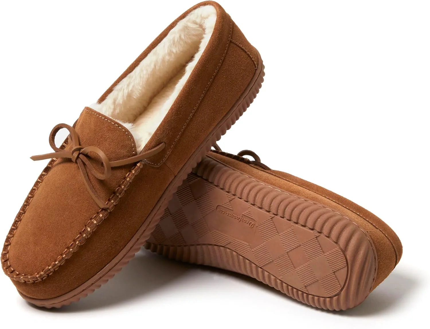 Мужские мокасины Dearfoams Hudson из натуральной замши с мемори-пенной стелькой и шнурками — фото 4