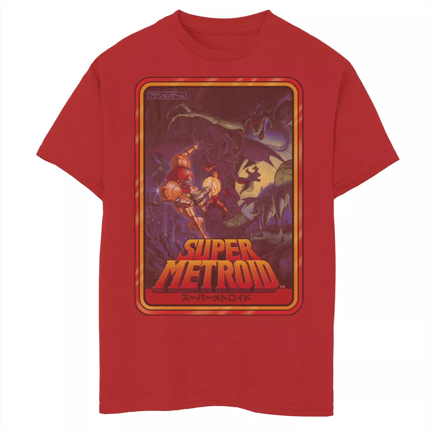 

Футболка с плакатом кандзи Nintendo Super Metroid для мальчиков 8–20 лет Licensed Character, красный