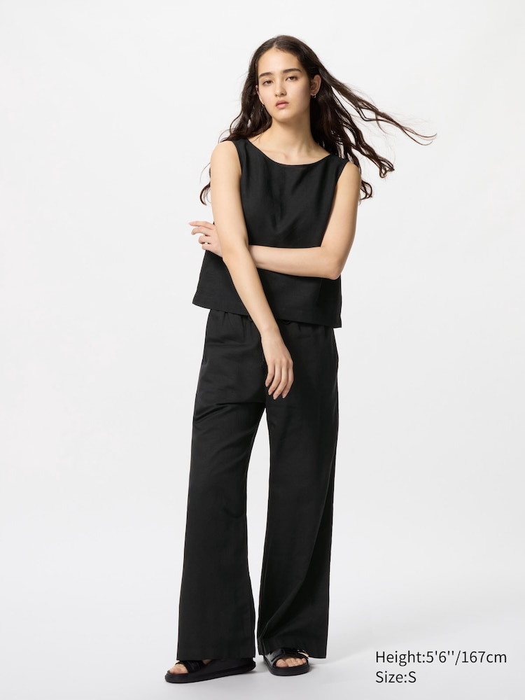

Легкие брюки из льняной смеси Uniqlo, цвет 09 черный
