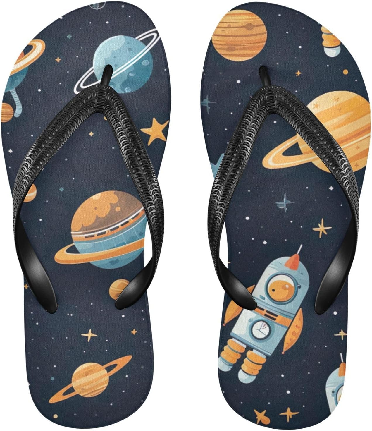 

Женские и мужские летние повседневные сандалии Space Planet Rocket Flip Flop для пляжа и душа Kfbe