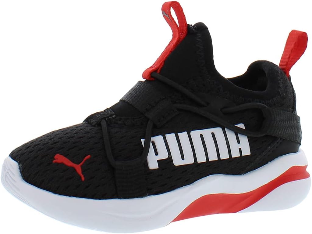 Кроссовки PUMA для мальчиков Rift Slip On с принтом по всей поверхности, черный/красный