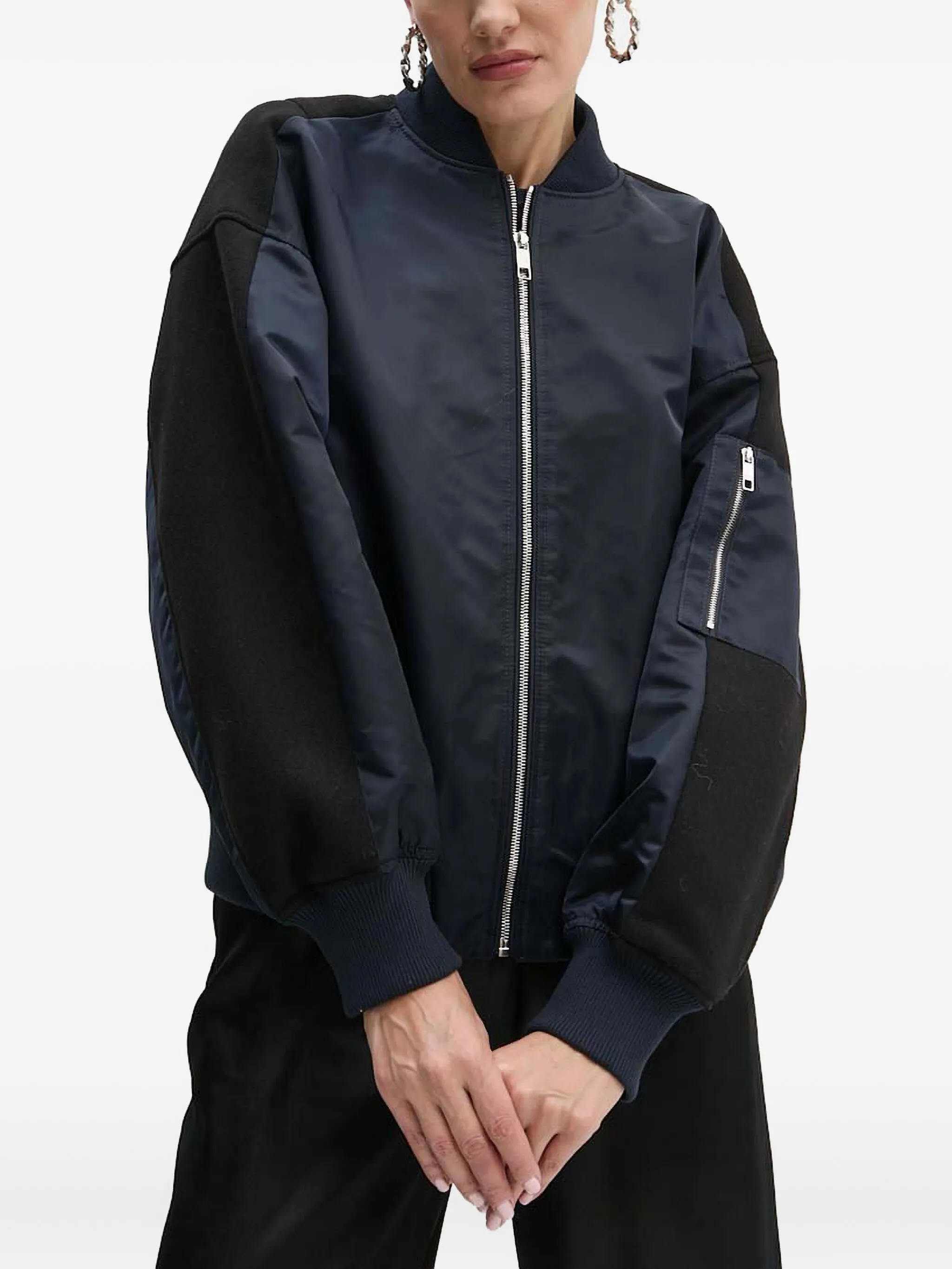 

Бомбер со вставками Boss, синий