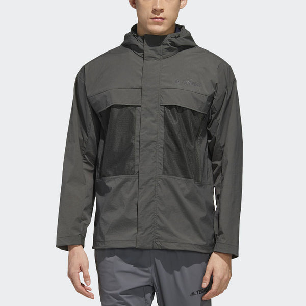 Куртка outdoor casual sports hooded jacket brown Adidas, коричневый — фото 3