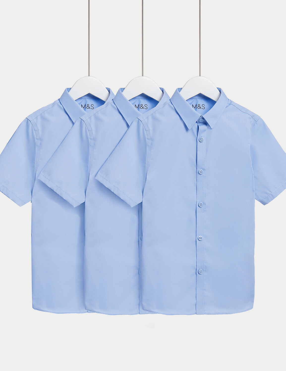 

3 пары школьных рубашек Easy Iron для мальчиков (2–16 лет) Marks & Spencer, синий