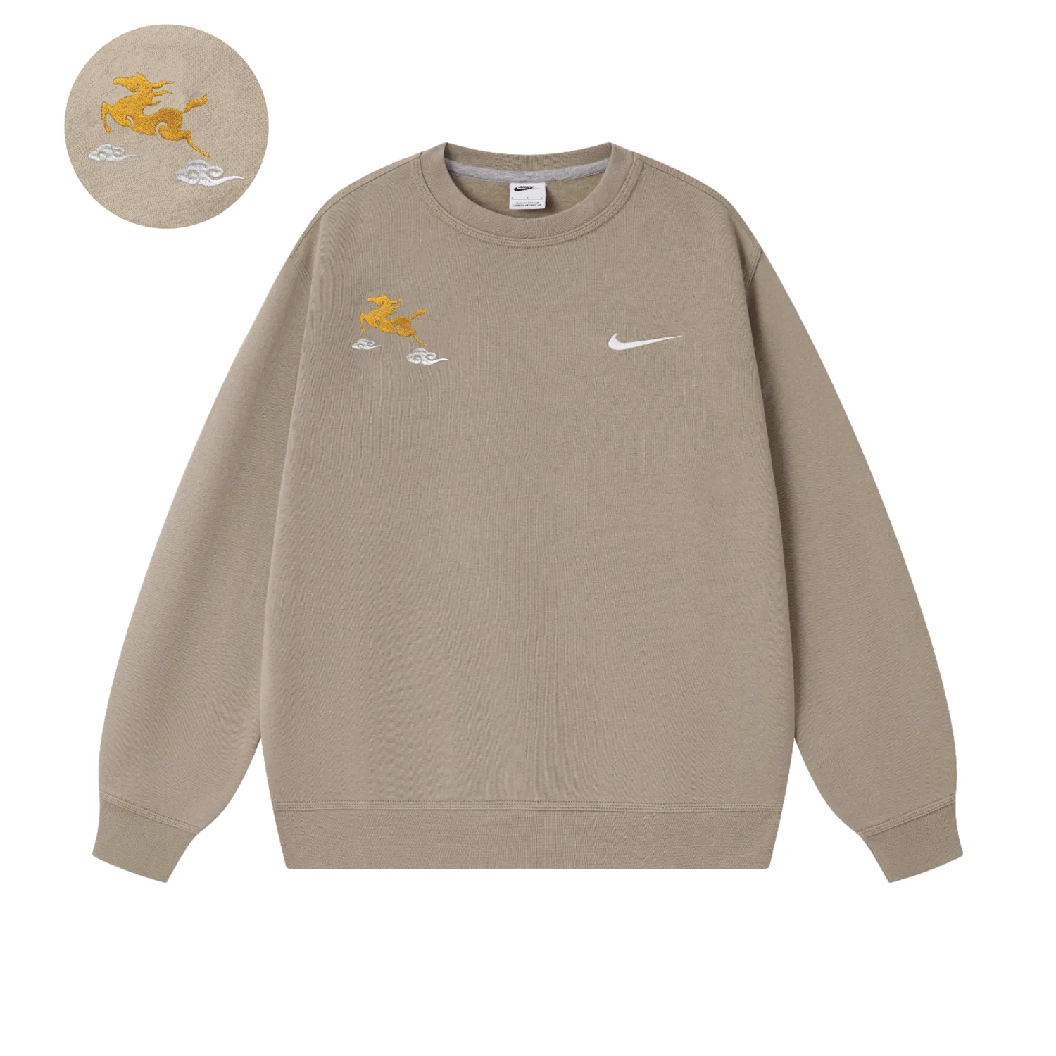 Толстовка мужская Khaki на молнии, утолщенная, обычная посадка Nike — фото 3