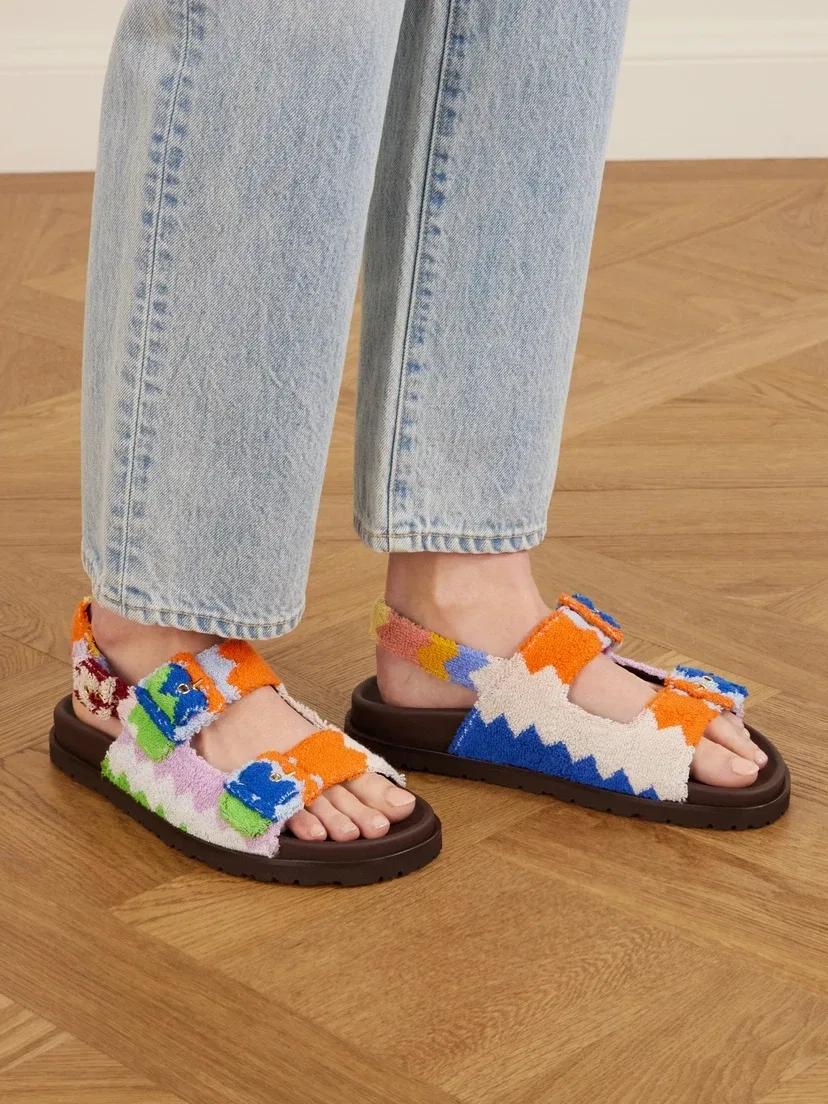 Полосатые махровые сандалии Mia Missoni, мультицвет — фото 2