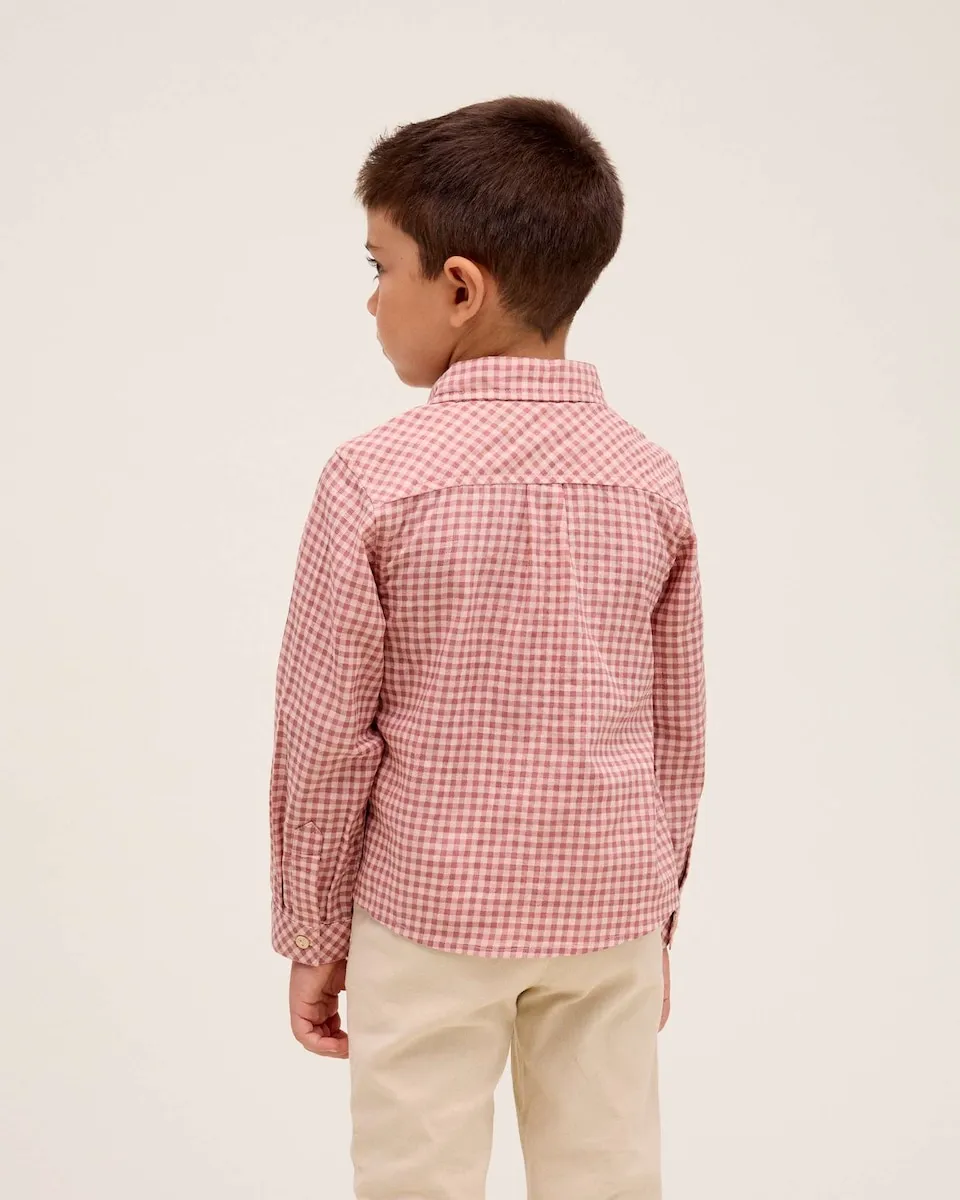 

Рубашка для мальчика с длинным рукавом в клетку Dadati, красный/белый