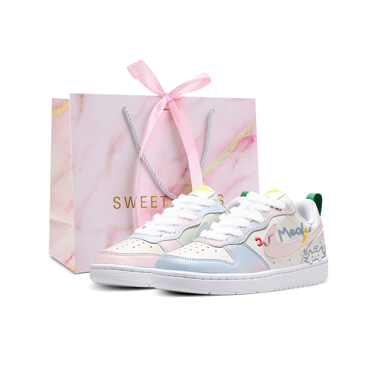 

Nike Кроссовки для скейтбординга Court Borough Macaron Blue Pink Mismatched low top детские Blue Pink unisex