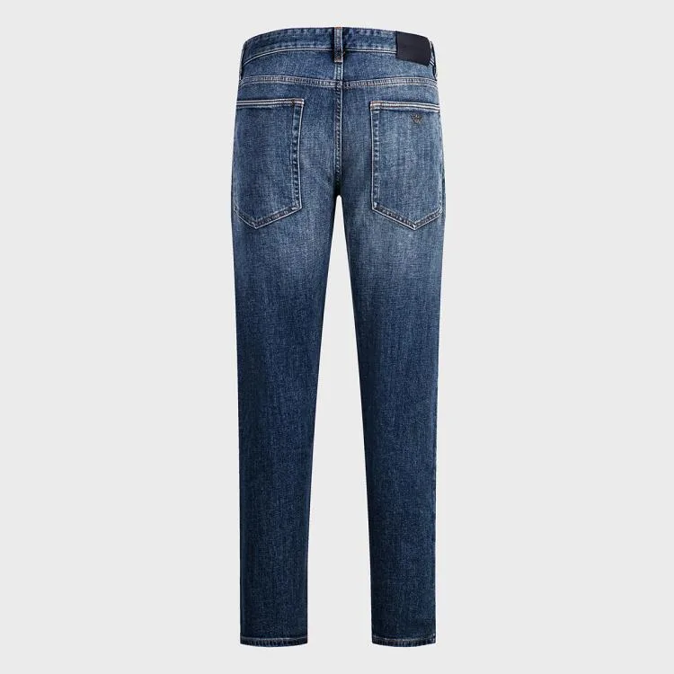 EMPORIO ARMANI Джинсы unisex деним синие умеренно облегающие — фото 4