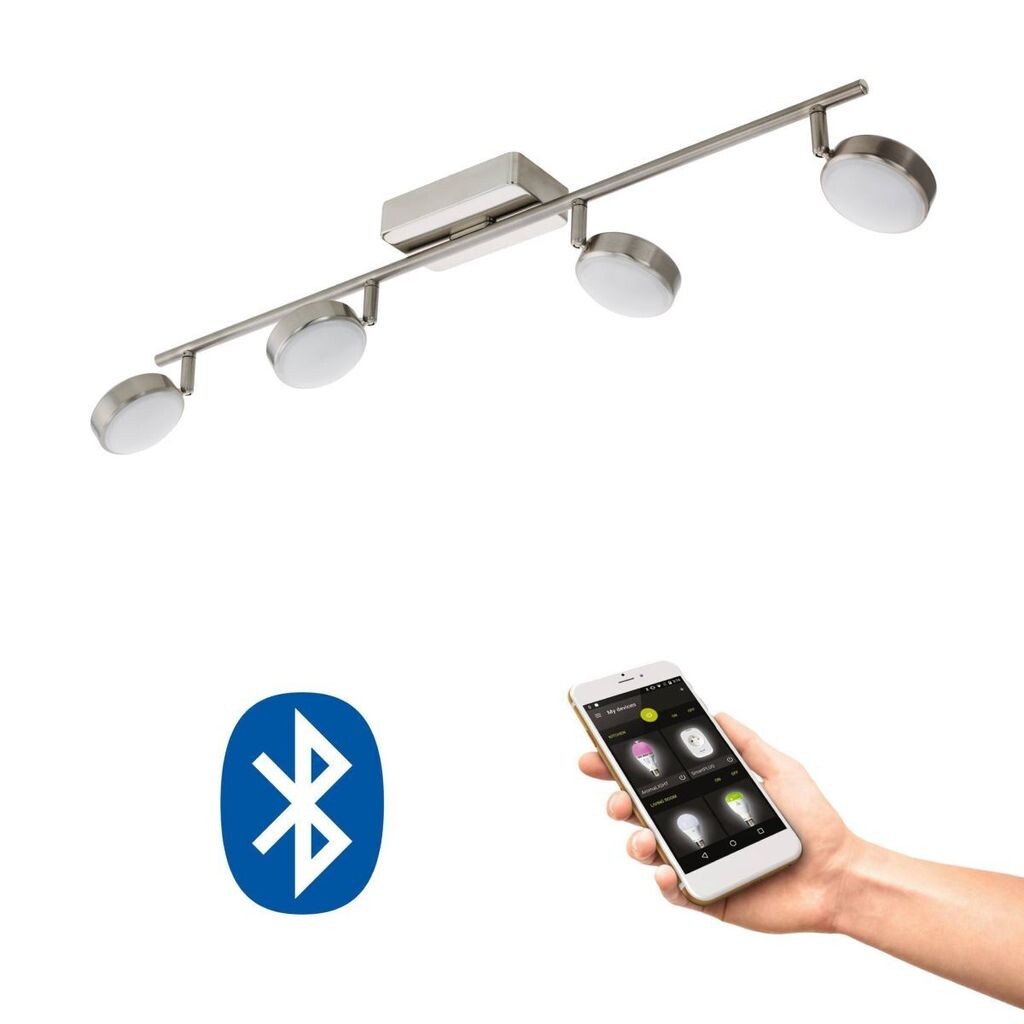 

EGLO Crosslink CORROPOLI-C RGB светодиодный потолочный светильник, матовый никель, белый, 4 лампы. 2400 лм 77x8 см, управление через приложение