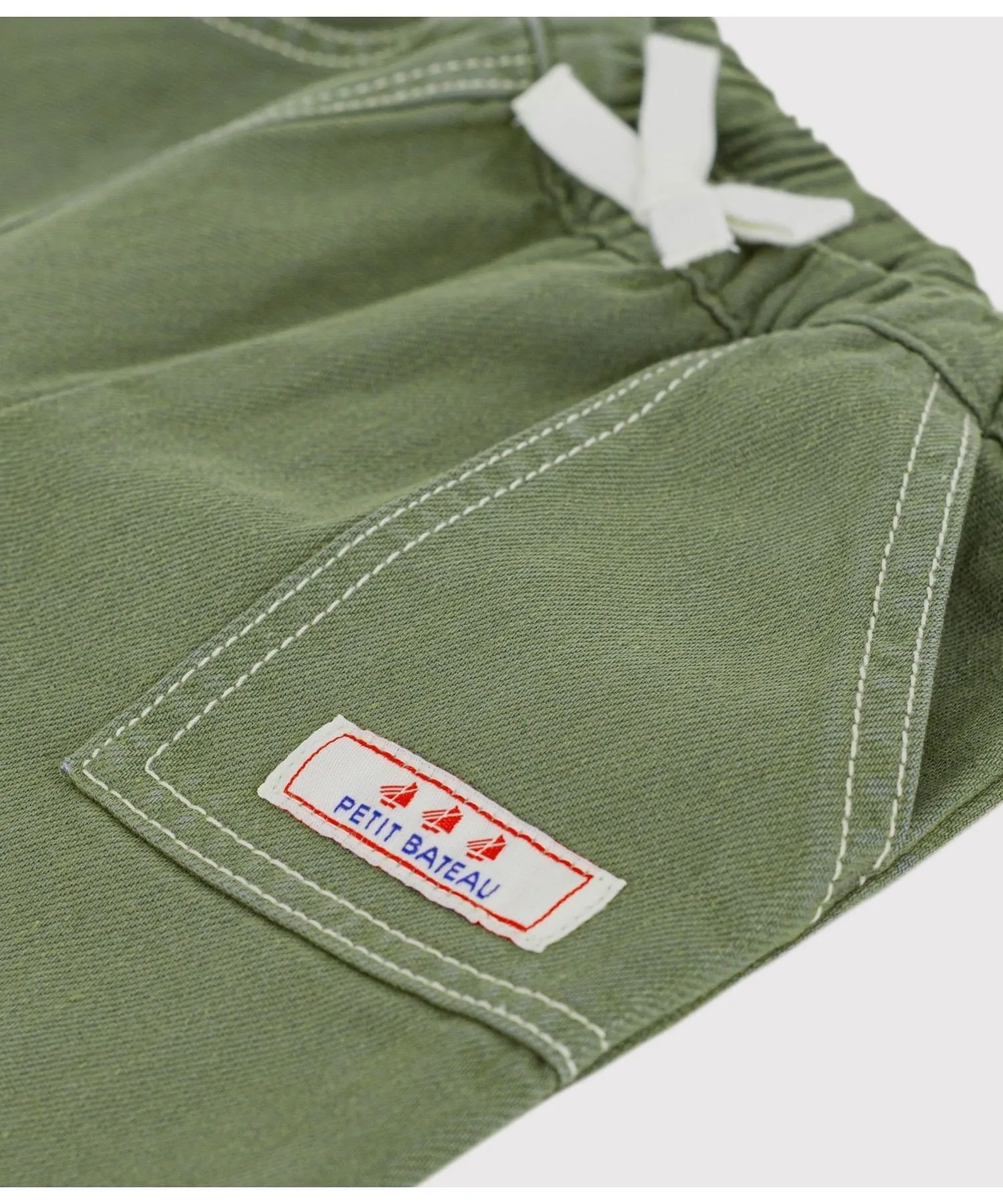 Хлопковые брюки из лиоцелла PETIT BATEAU, Khaki — фото 3