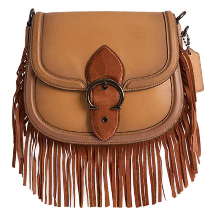 

COACH Кожаная седельная сумка через плечо среднего размера для женщин натуральная