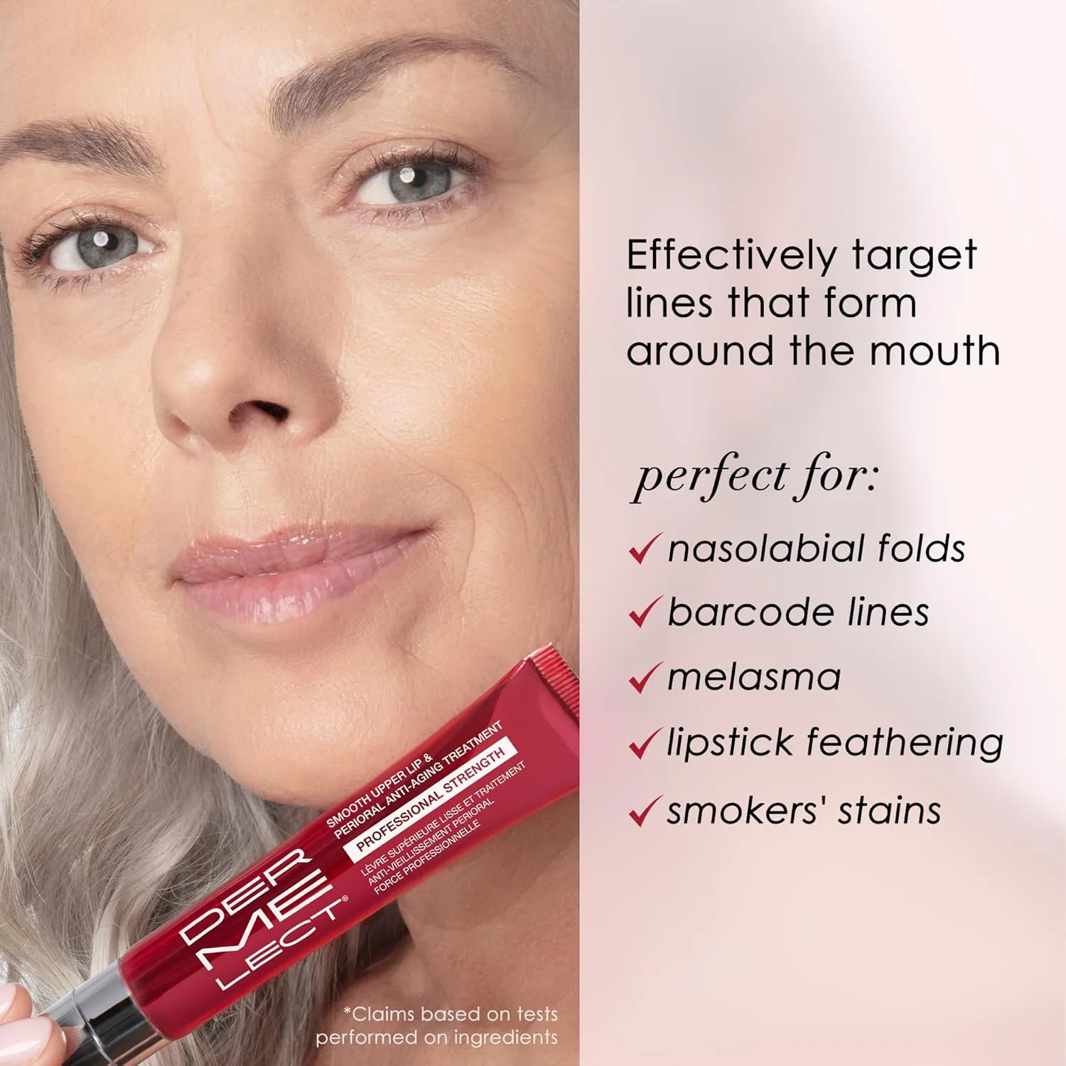 Антивозрастное средство для верхней губы и области вокруг рта Dermelect Smooth - профессиональная концентрация, 15 мл (упаковка из 2 шт.) 14,8 мл (2 шт.), White — фото 3