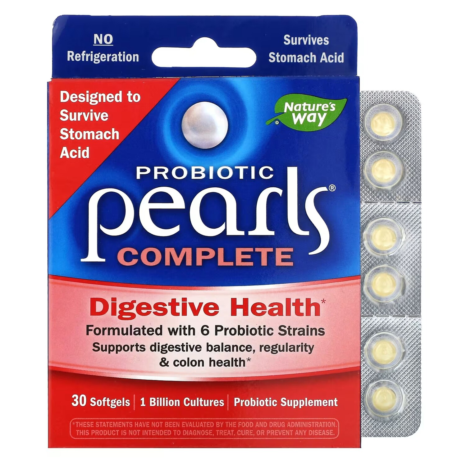 

Nature's Way Probiotic Pearls Полный пробиотик для здорового пищеварения, 30 капсул