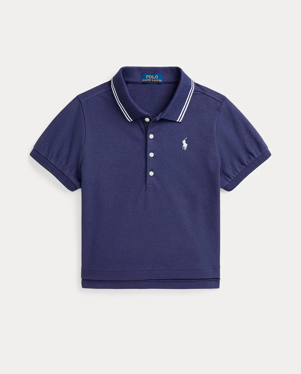 

Футболка-поло для девочки из хлопка с вышитой лошадью Polo Ralph Lauren, темно-синий