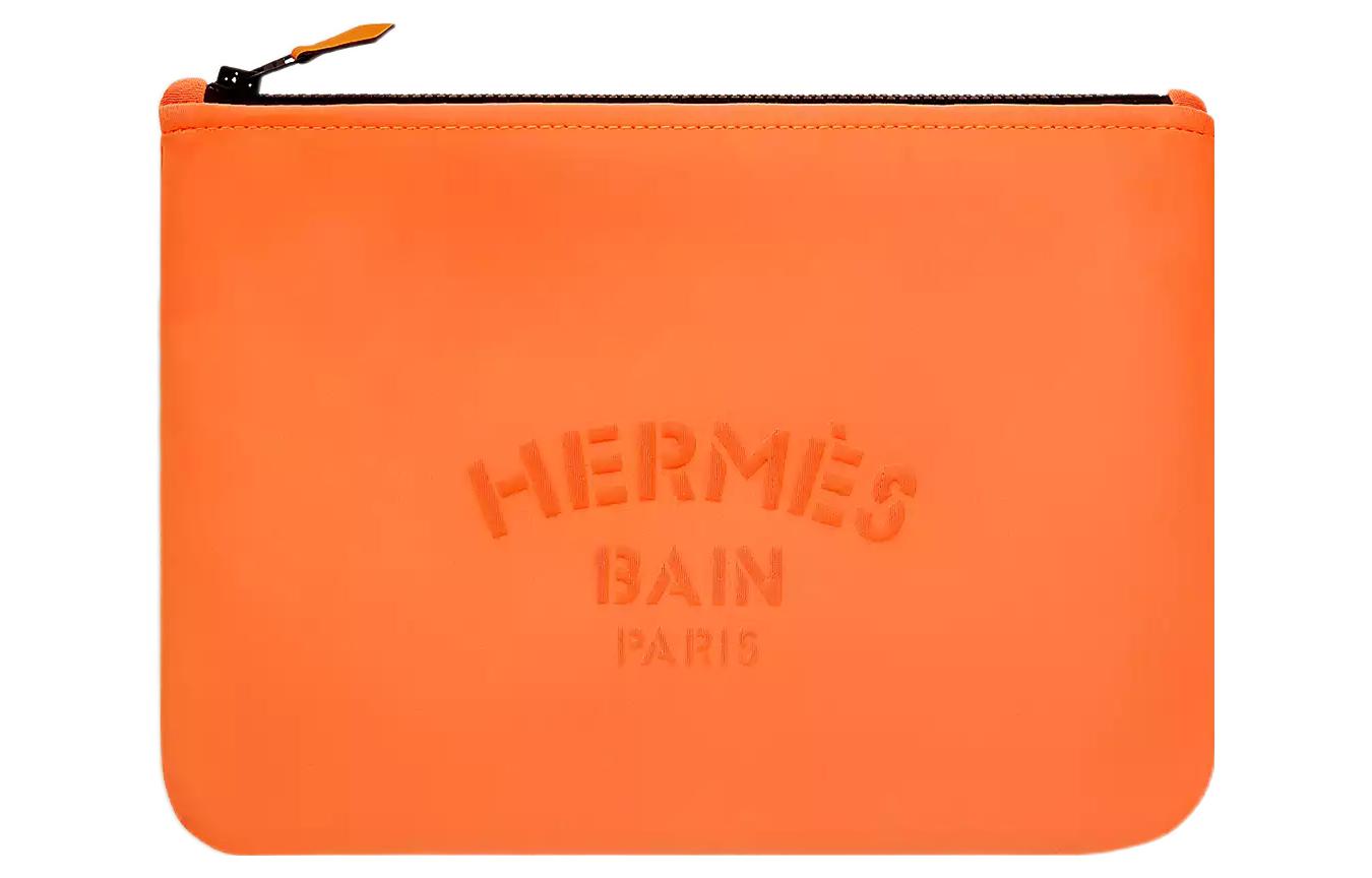 HERMES Необейн полиамидная муфта среднего размера женская оранжевая — фото 2