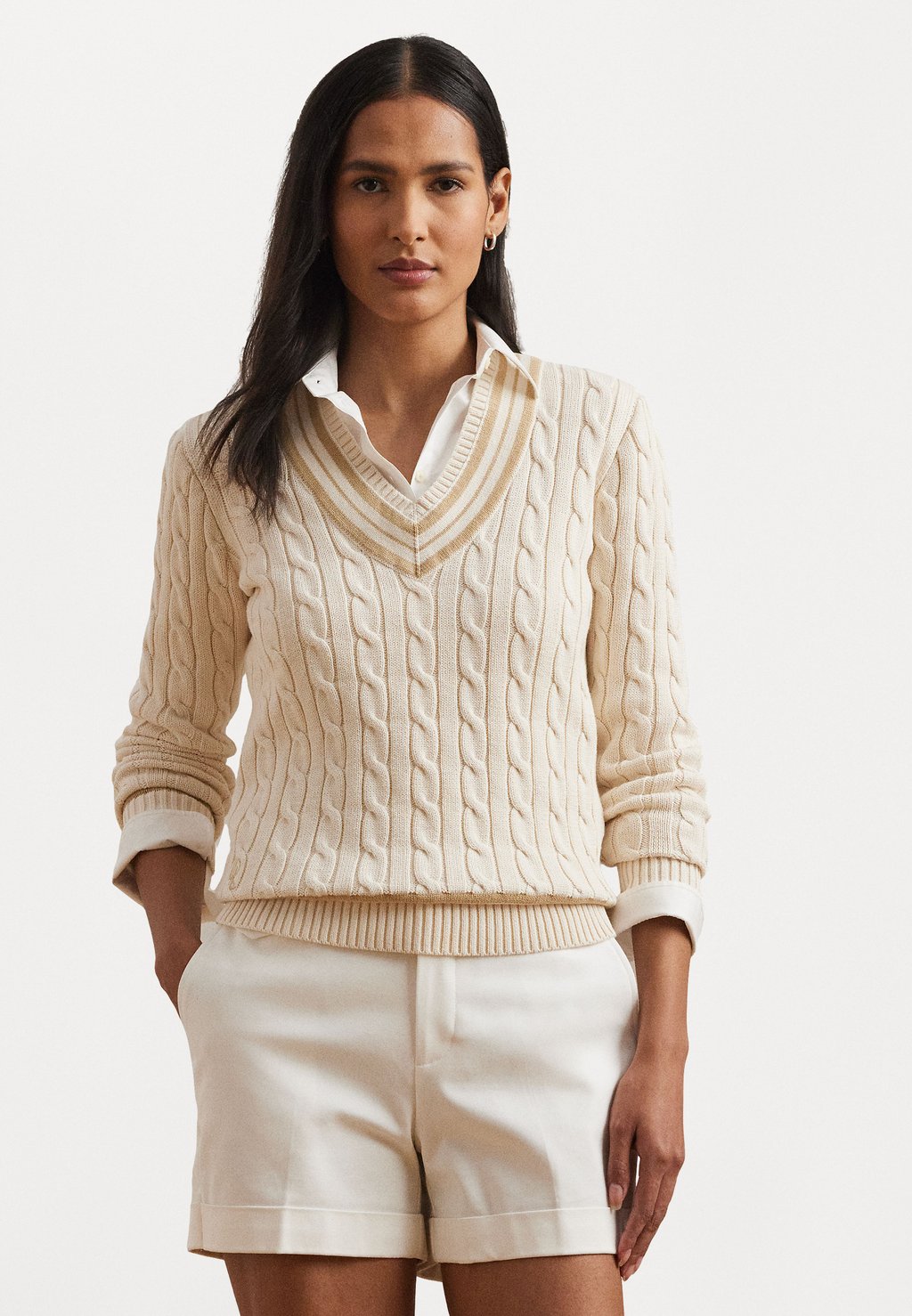 

Джемпер GASSED COTTON SWEATER Lauren Ralph Lauren, кремовый