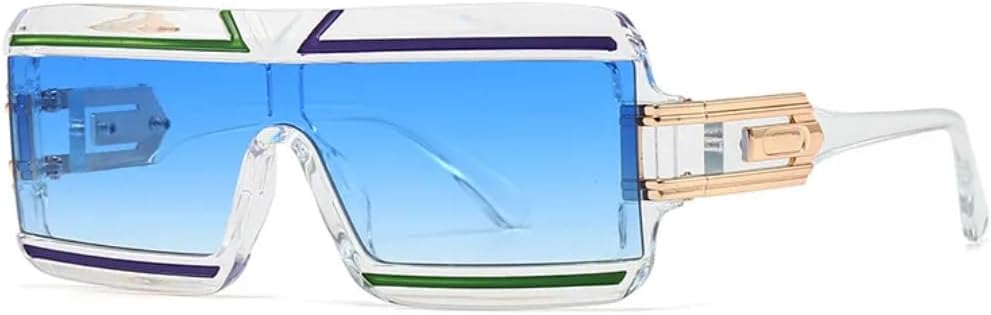 

Солнцезащитные очки в крупной прямоугольной оправе для женщин и мужчин, роскошные винтажные солнцезащитные очки в стиле стимпанк, популярные ретро-очки TVTBBVV, Clear Blue