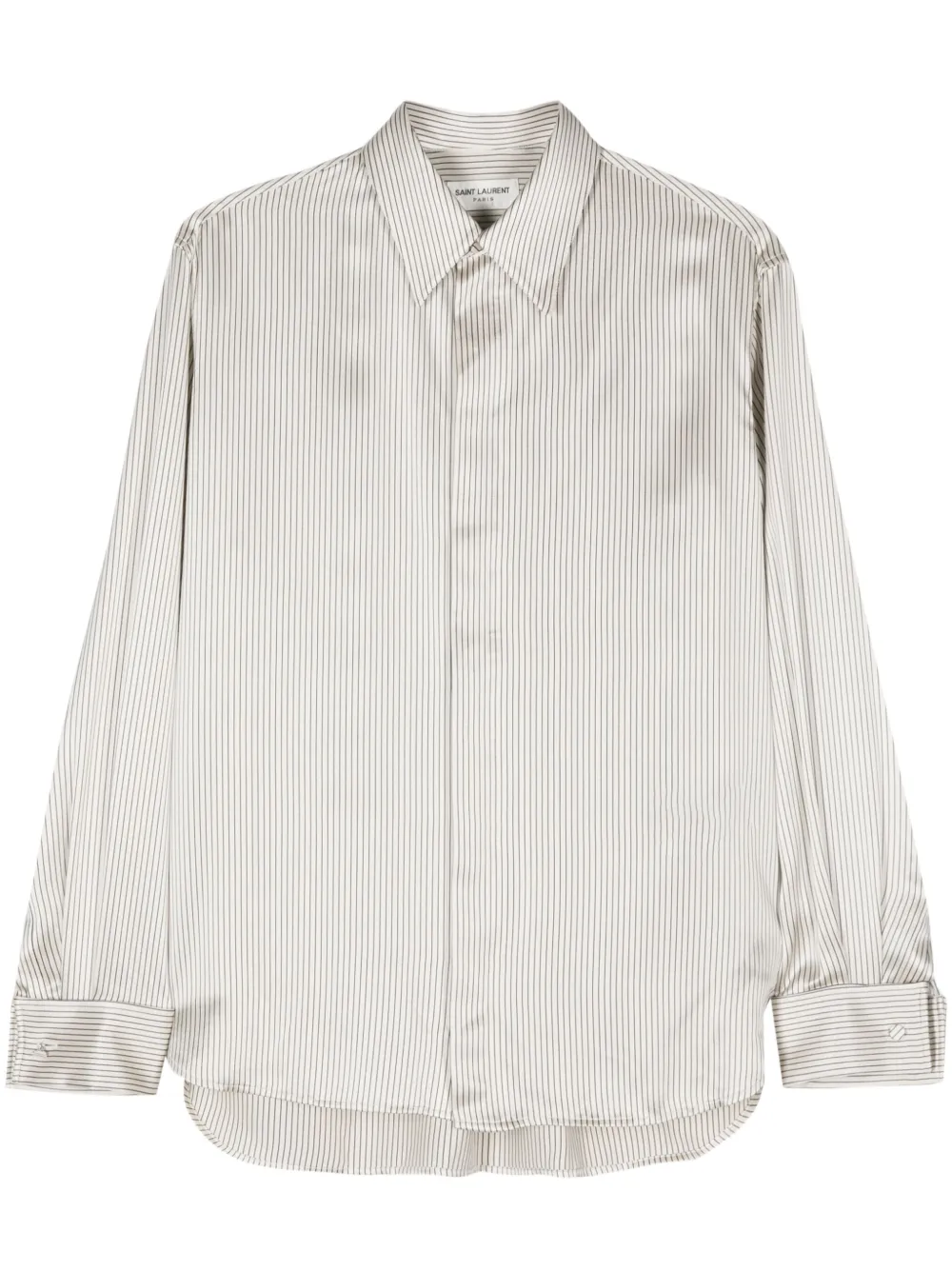 

Шелковая рубашка в полоску Saint Laurent, серый