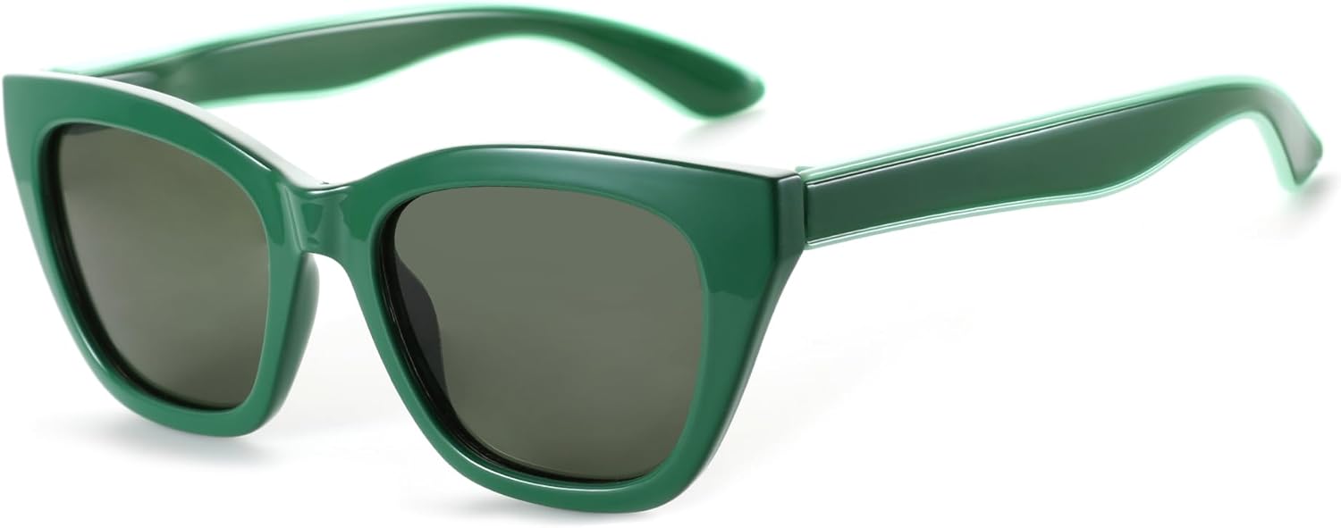 

Женские поляризованные солнцезащитные очки ZENOTTIC «Кошачий глаз»: модные солнцезащитные очки для женщин - ретро-классические очки с защитой от УФ-излучения UV400, C05 Green Frame Grey Lens