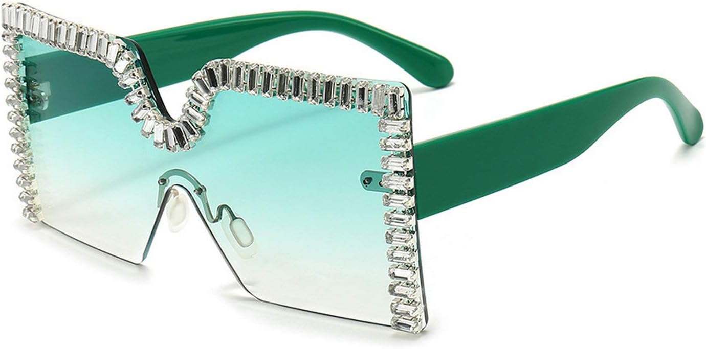 

Новые роскошные солнцезащитные очки 2021 года с блестящими стразами для женщин, ретро-квадратные солнцезащитные очки с кристаллами, элегантные очки для вечеринок mincl, Green