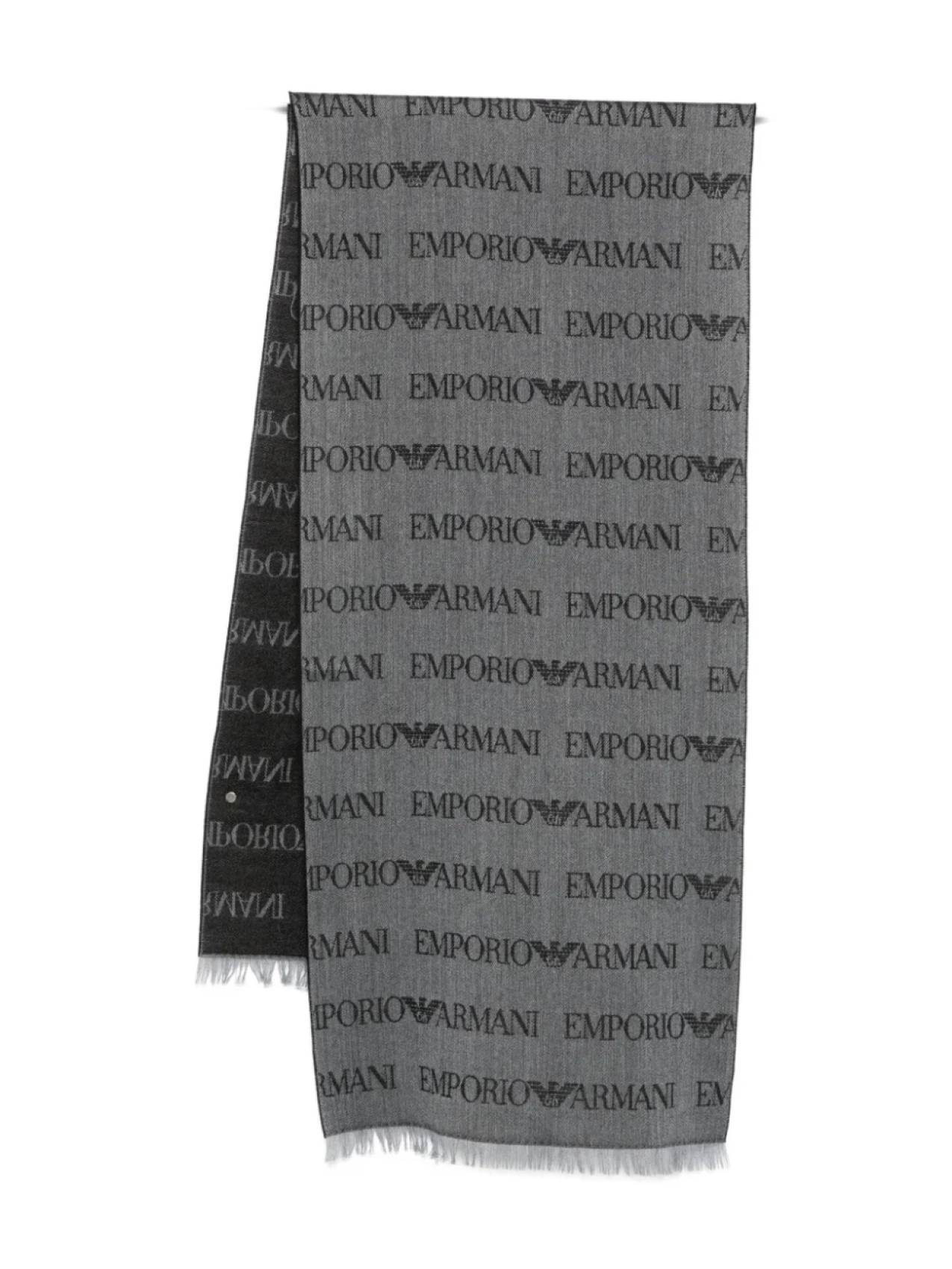 

Шарф с жаккардовым узором и логотипом Emporio Armani, черный
