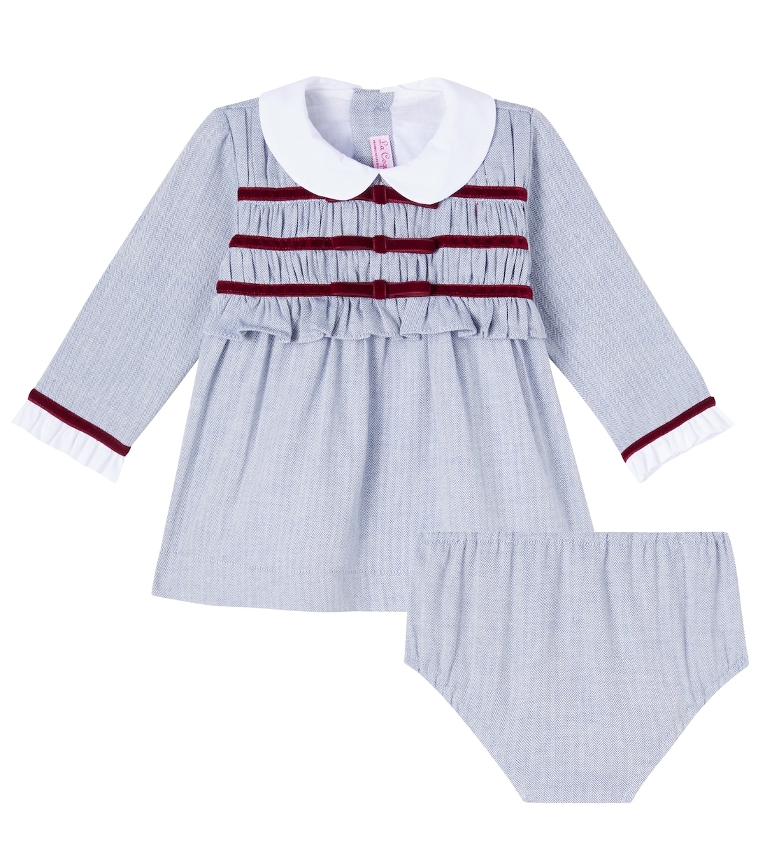 

Комплект из хлопкового платья и панталон Baby Garcia La Coqueta, светло-синий