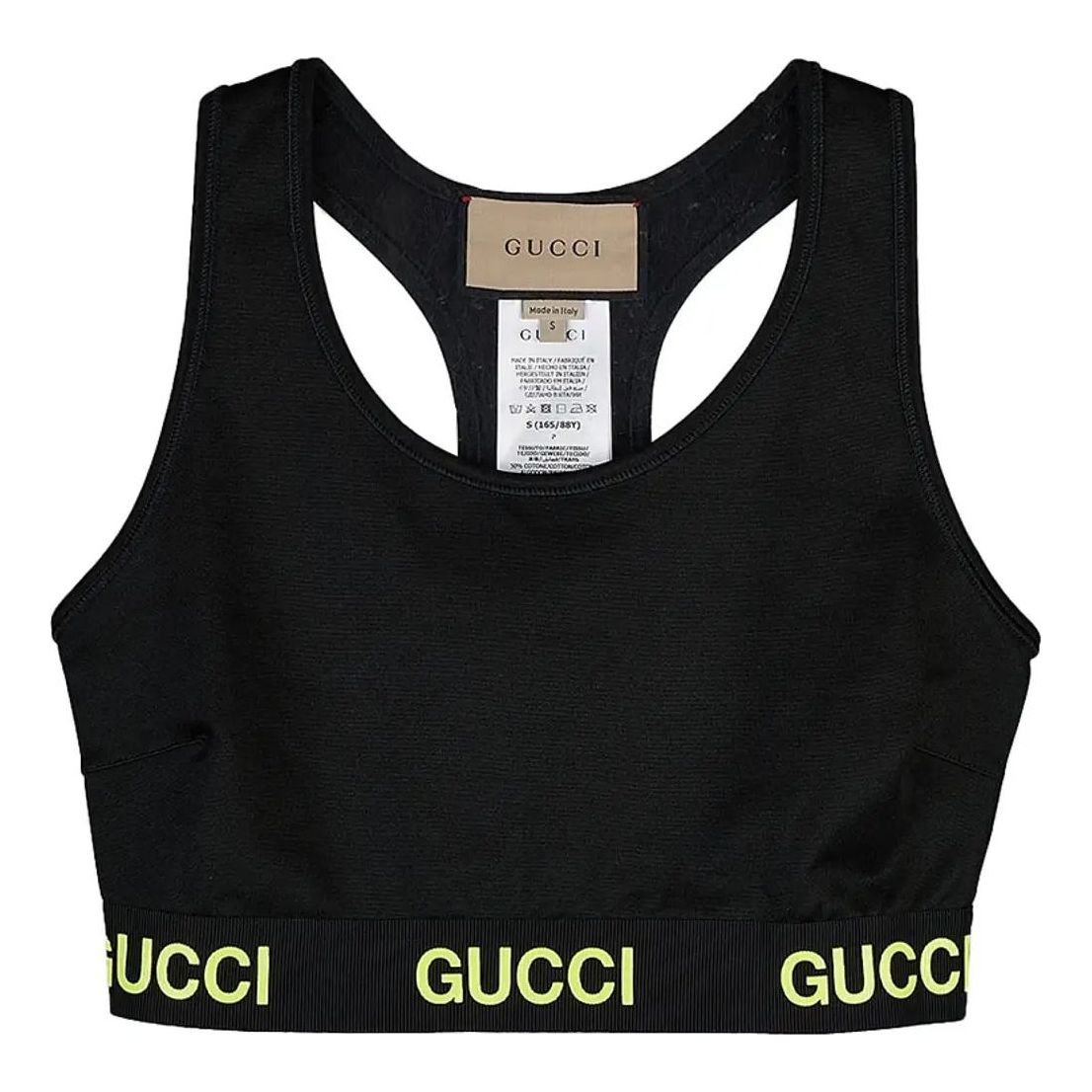 

Топ (WMNS) Gucci Logo Jacquard Crop Top 'Black Yellow' 693086-XJDS5-1131, черный