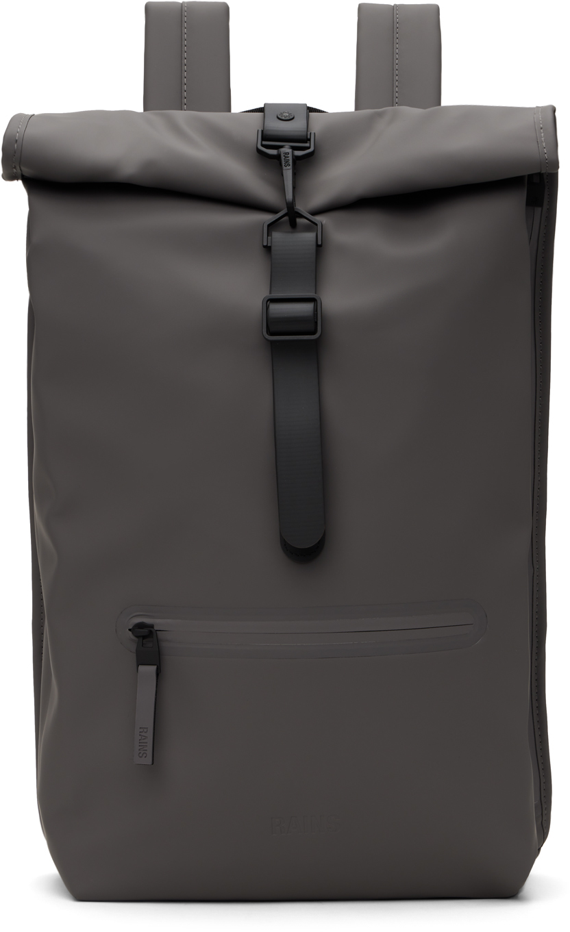 

Серый рюкзак Rolltop RAINS