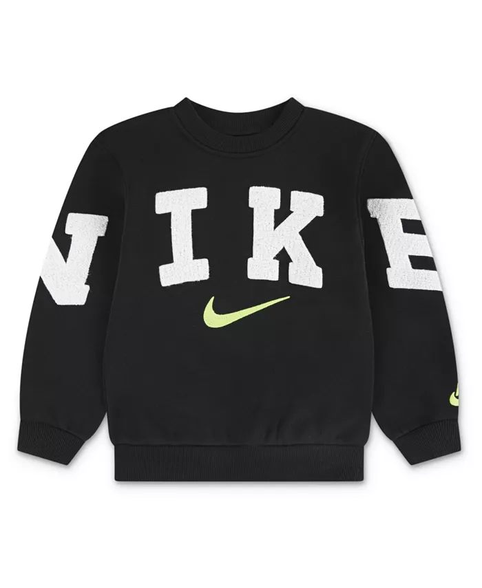 

Мальчиковый свитшот Club Chenille Fleece с круглой горловиной размер 2T-7 Nike, черный