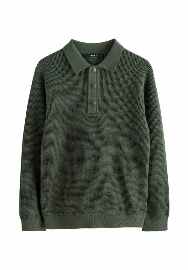 Текстурированная футболка прямого кроя с длинными рукавами Next, Dark Green