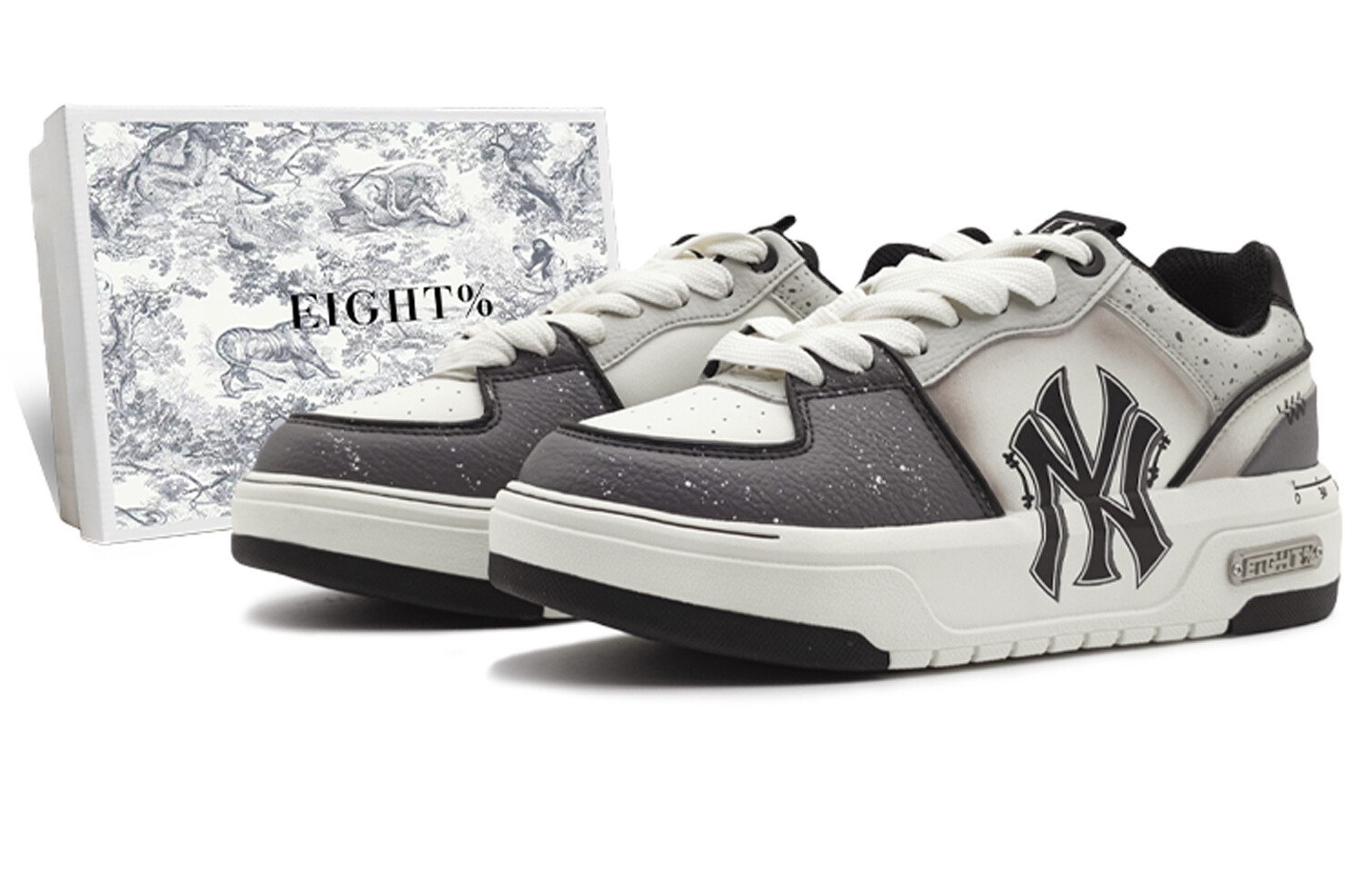 

Кроссовки MLB Chunky Liner Skateboarding Shoes Unisex Low-top White/gray, темно-серый