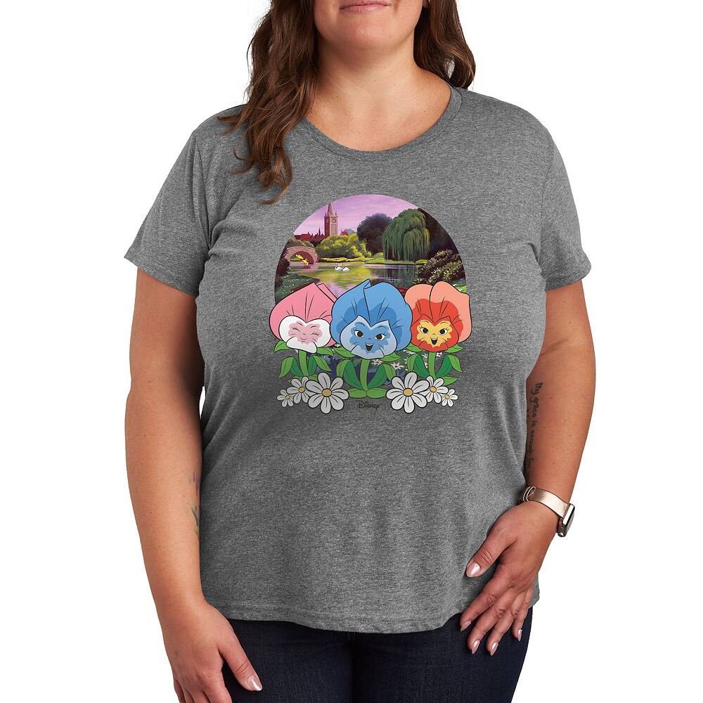 

Футболка Disney's Alice in Wonderland Plus с рисунком цветочного ряда, цвет Heather Gray