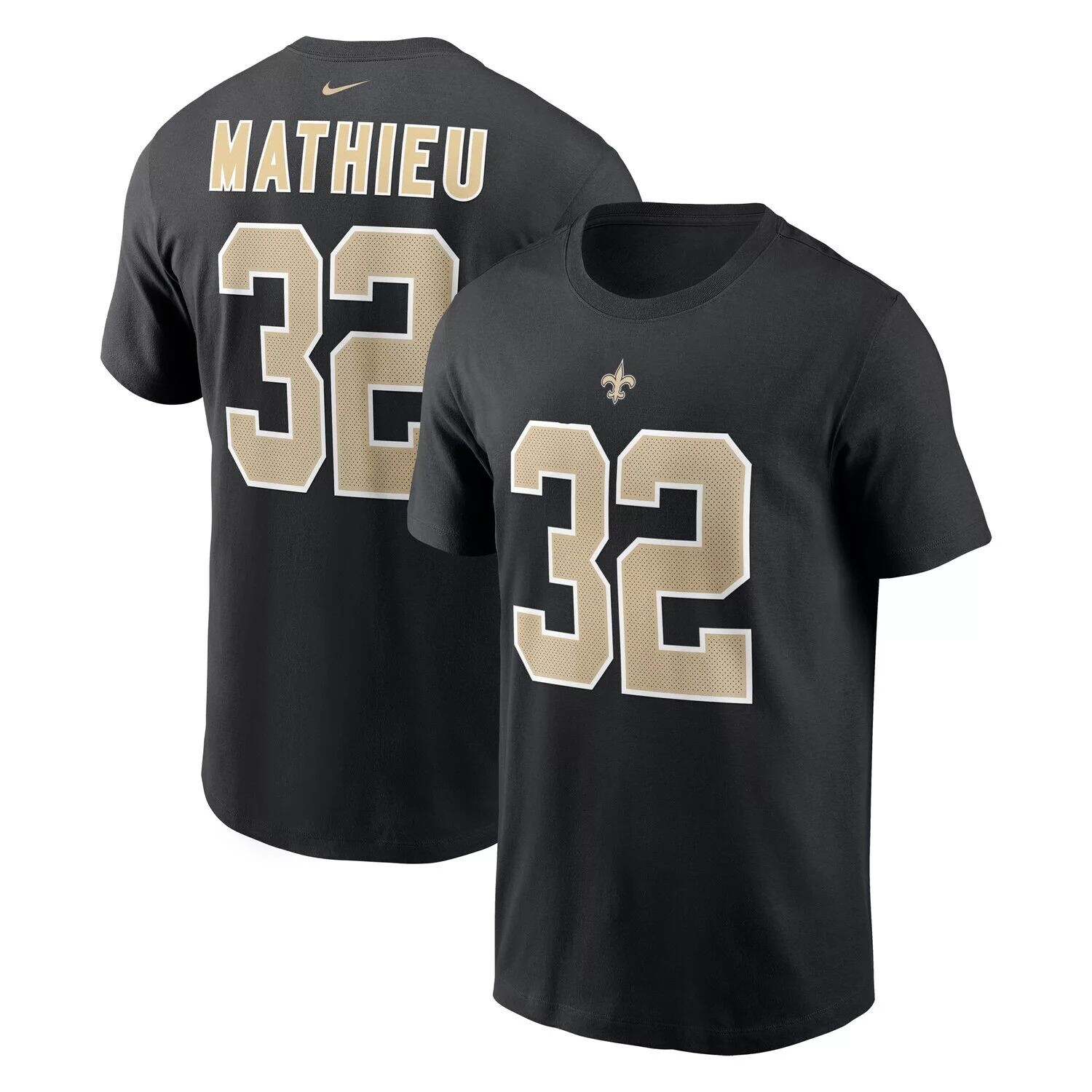 Мужская черная футболка Tyrann Mathieu New Orleans Saints с именем и номером игрока Nike — фото 4