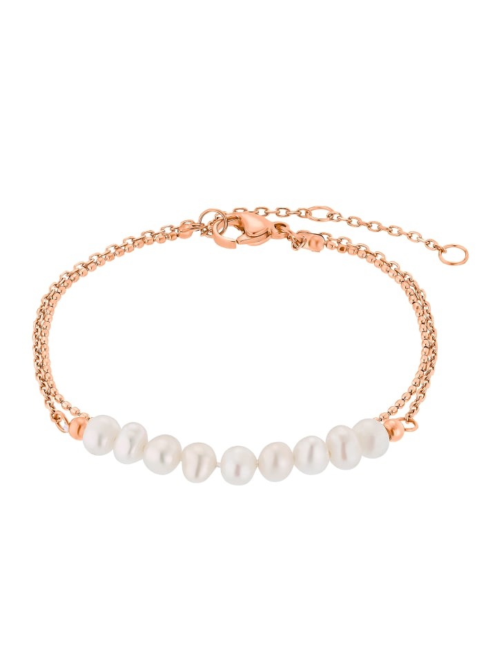 

Steel_Art Браслет Jolie с жемчугом, полированный, серебристый, с отделкой под розовое золото