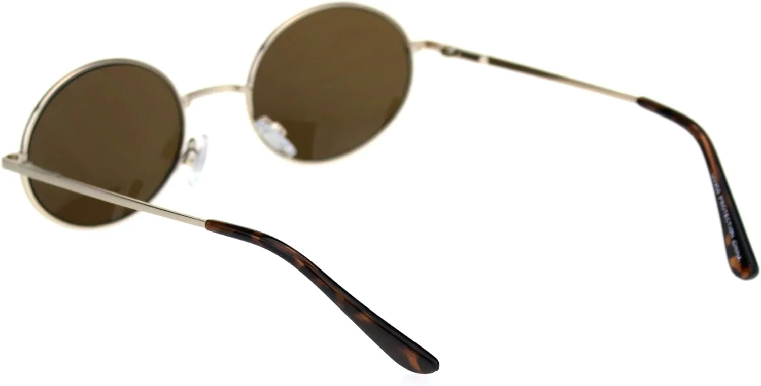 

Солнцезащитные очки PASTL с круглой или овальной металлической оправой, унисекс, модные, с пружинным шарниром, защита от УФ-излучения UV 400, Gold (Brown)