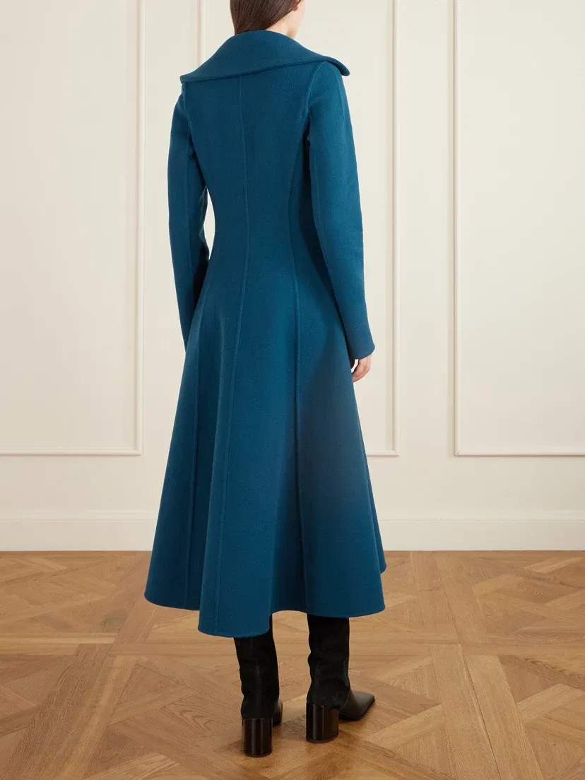 Двубортное шерстяное пальто Alaïa, синий — фото 4