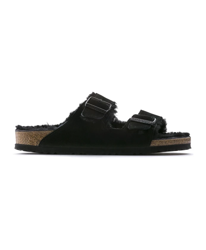 Босоножки из овчины Arizona Birkenstock, черный