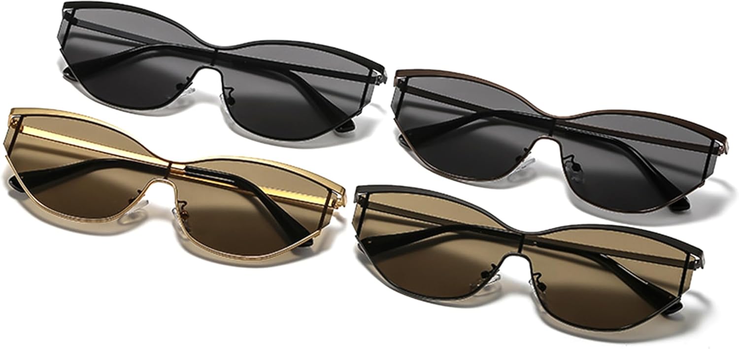 

Солнцезащитные очки Bullabulling в стиле ретро «кошачий глаз» для женщин, 2025 год, модная металлическая оправа, золотистые овальные линзы, защита от ультрафиолета UV400, C1