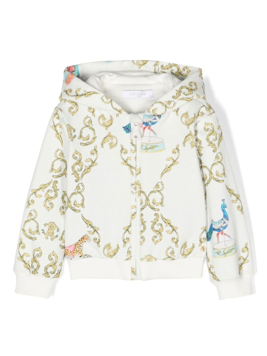 

Толстовка с капюшоном на молнии с принтом «цепочка» Roberto Cavalli Junior, белый