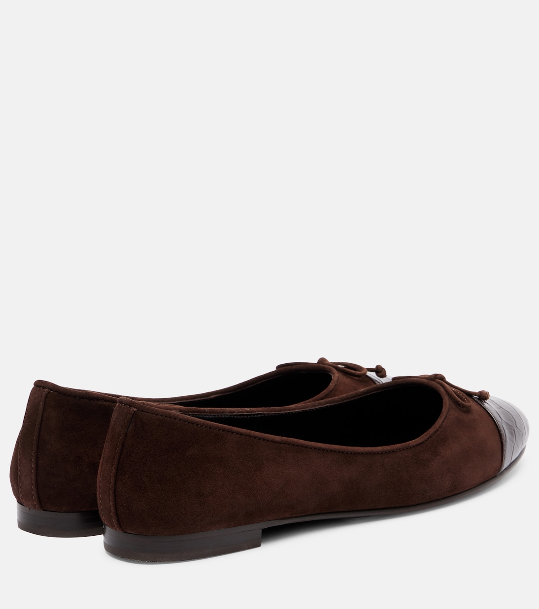 Балетки с мыском из замши под крокодиловую кожу Tory Burch, Cocoa / Cocoa — фото 2