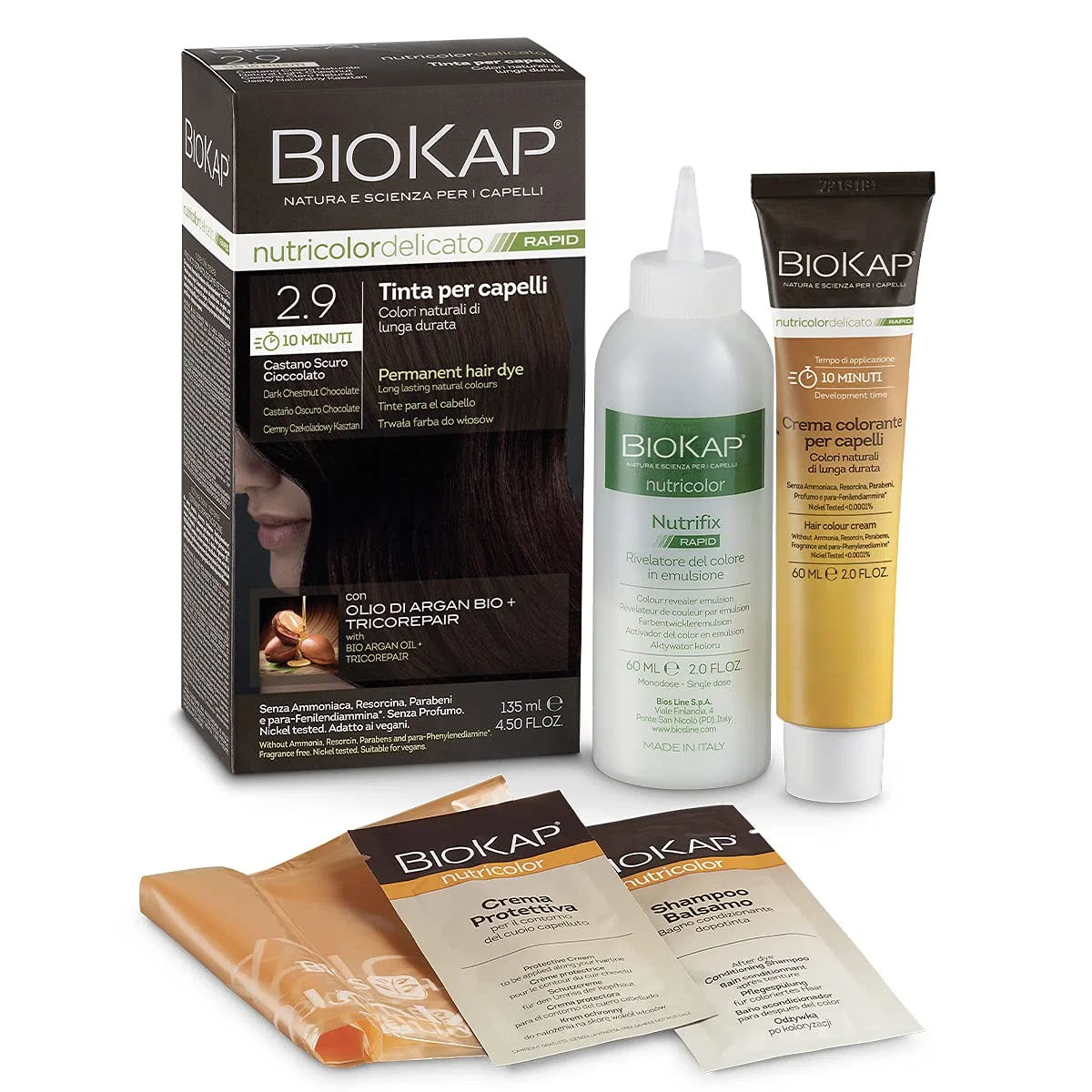 Стойкая краска для волос «Nutricolor Delicate 2.9 Dark Chocolate Brown» от Bios Line Biokap, 2.9 Dark Brown Chocolate