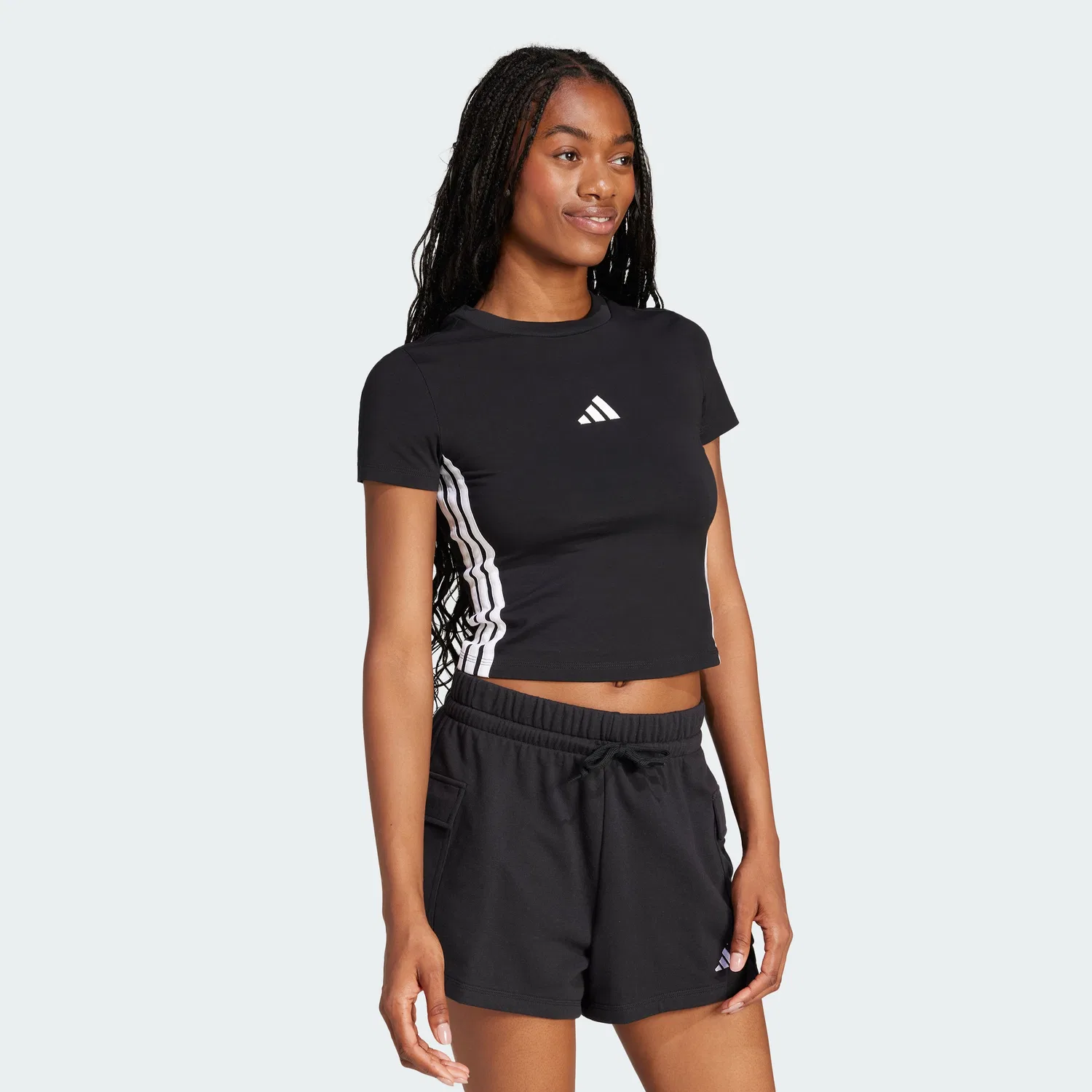 Женская белая футболка Essential 3S Slim Baby от Adidas — фото 3