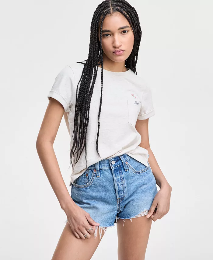 

Женская хлопковая футболка Margot с вышитой отделкой Levi's, белый