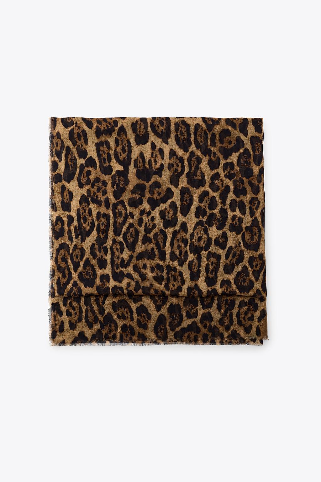 

Модальный шарф с животным принтом ZARA, цвет Leopard