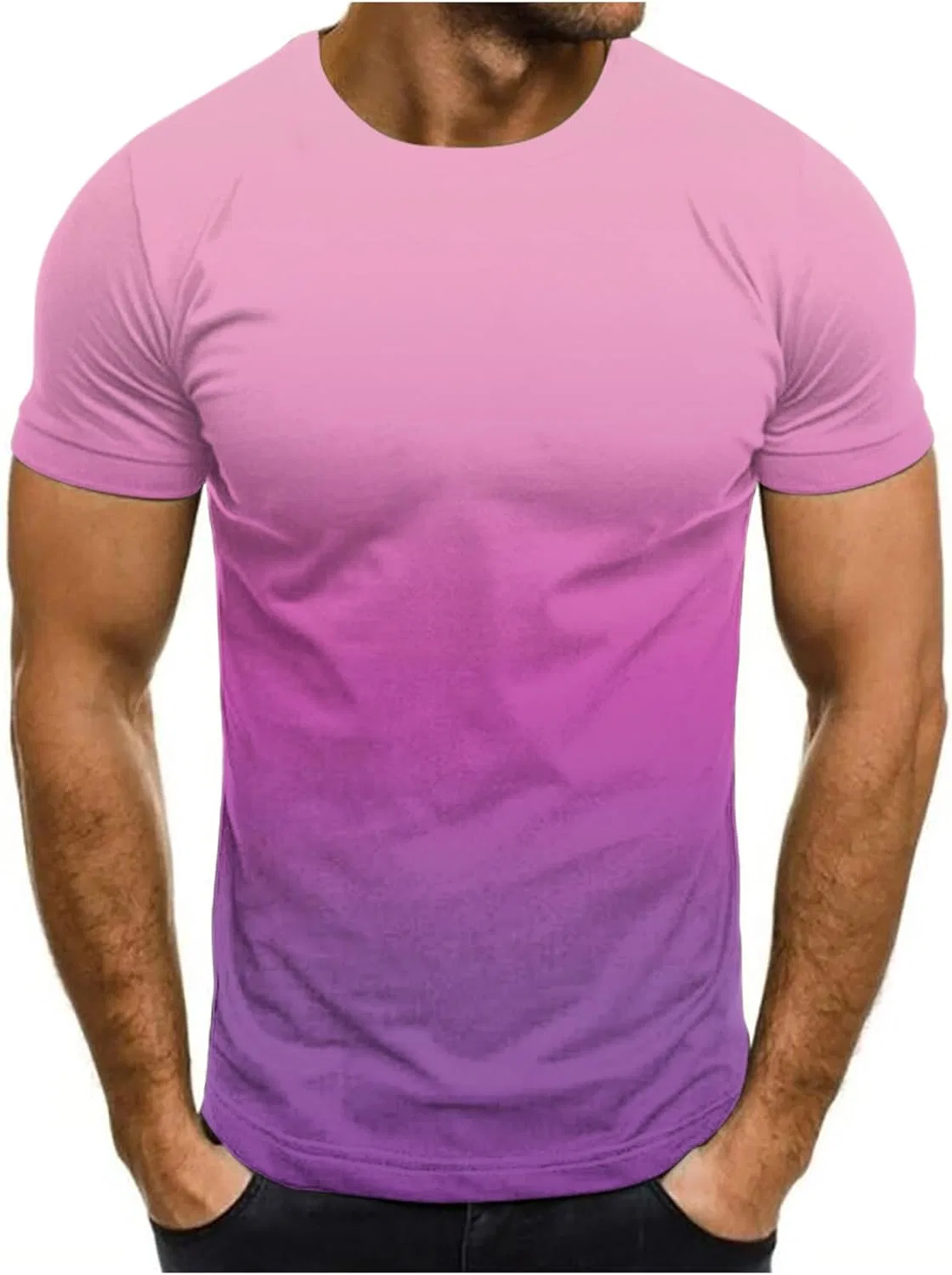 Футболка оверсайз с принтом, Gradient Color, Athletic, Generic, фиолетовая