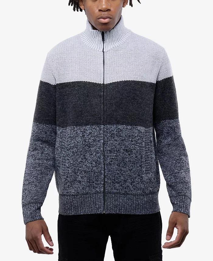 

Мужской свитер с молнией до конца и воротником стойкой на флисовой подкладке Cultura, серый